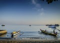 Traditional fishing boats on dili beach in east timor leste Royalty Free Stock Photo