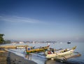 Traditional fishing boats on dili beach in east timor leste Royalty Free Stock Photo