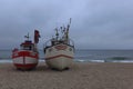 Traditional fishing boats docking on the beach. Dabki, Poland