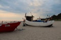 Traditional fishing boats docking on the beach. Dabki, Poland