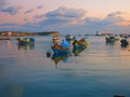 Traditional fishing boats at harbor of Marsaxlokk Royalty Free Stock Photo