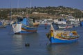 Fishing boats in the harbour of Marsaxlokk in Malta Royalty Free Stock Photo