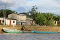 Traditional fishing boats and houses, Cayapas River, Esmeraldas province, Ecuador Royalty Free Stock Photo