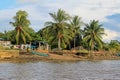 Traditional fishing boats and houses, Cayapas River, Esmeraldas province, Ecuador Royalty Free Stock Photo