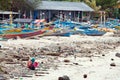 Traditional fishing boats at Jimbaran Beach Royalty Free Stock Photo