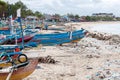 Traditional fishing boats at Jimbaran Beach Royalty Free Stock Photo