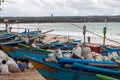 Traditional fishing boats at Jimbaran Beach Royalty Free Stock Photo