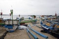 Traditional fishing boats at Jimbaran Beach Royalty Free Stock Photo