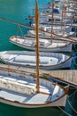 Traditional fishing boats in the port of Ciutadella, Menorca, Balearic islands Spain Royalty Free Stock Photo