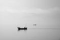 Traditional fishing boats during toil