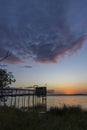 Traditional fishing hut on river Gironde, Bordeaux, Aquitaine, France Royalty Free Stock Photo