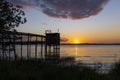 Traditional fishing hut on river Gironde, Bordeaux, Aquitaine, France Royalty Free Stock Photo