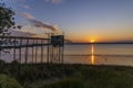 Traditional fishing hut on river Gironde, Bordeaux, Aquitaine, France Royalty Free Stock Photo