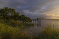 Traditional fishing hut on river Gironde, Bordeaux, Aquitaine, France Royalty Free Stock Photo