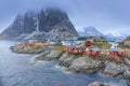 Traditional Fishing Hut Village in Hamnoy During Early Spring Time in Lofoten Islands, Norway Royalty Free Stock Photo