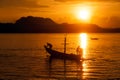 Traditional fishing long tailed boat in Koh Phitak island.