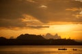 Traditional fishing long tailed boat in Koh Phitak island.