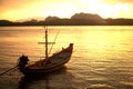 Traditional fishing long tailed boat in Koh Phitak island.