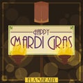 Traditional Flambeaux with Greeting for the Mardi Gras Parade, Vector Illustration