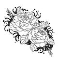 Traditional Flash Rose Tattoo Flower Royalty Free Stock Photo