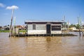 Traditional floating house in Musi River, Palembang, Indonesia.