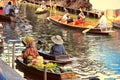 Traditional Floating Market, Bangkok, Thailand Royalty Free Stock Photo