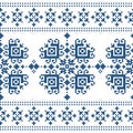 Zmijanjski vez cross stitch vector folk art seamless pattern - textile or fabric print background inspired by old designs from Bos
