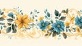 Floral Decorative Borders: Charming Realism In Blue And Yellow