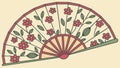 Traditional Floral Hand Fan, Elegant Asian Cultural Accessory, vector design Generative AI Royalty Free Stock Photo