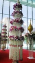 Traditional flowers decoration art stand among the modern society