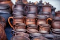 Traditional folk handmade ceramics pots