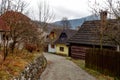 Traditional folk historic wooden houses in Vlkolinec open air museum Royalty Free Stock Photo