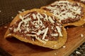 Fried tortilla with beens typican food from Honduras