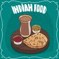 Indian round flatbread with sauces and masala chai