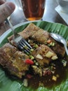 Traditional food of Indonesia & x22;martabak mesir& x22; Royalty Free Stock Photo