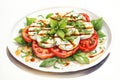 Italian basil mozzarella vegetable salad tomato caprese background vegetarian cheese food Royalty Free Stock Photo