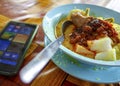 Traditional food `lontong` famous in malay countries