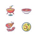 Traditional food RGB color icons set