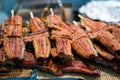 Traditional food Unagi Grill eel for sell in Kuromon Ichiba Ma Royalty Free Stock Photo