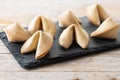 Traditional fortune cookies on wooden table
