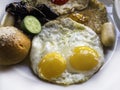 Traditional French Brittany Cuisine of a Buckwheat Crepe pancake breakfast with egg Royalty Free Stock Photo