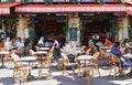 The traditional French Cafe La Maison Rouge located in the famous Les Halles quarter in Paris. France. Royalty Free Stock Photo