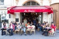 The traditional French cafe Les Chimeres, Paris, France. Royalty Free Stock Photo