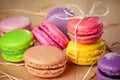 Traditional french colorful macarons with a bow Royalty Free Stock Photo