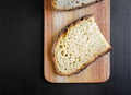 Traditional French country bread slices on a cutting board Royalty Free Stock Photo