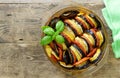 Traditional french dish ratatouille. Vegetable casserole with eggplant