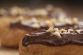 Traditional french eclairs with chocolate and hazelnuts Royalty Free Stock Photo