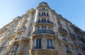 Traditional French house with typical balconies and windows. Paris . Royalty Free Stock Photo