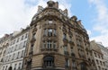 Traditional French house with typical balconies and windows. Paris . Royalty Free Stock Photo