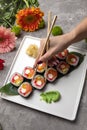 Traditional fresh Japanese sushi rolls Royalty Free Stock Photo